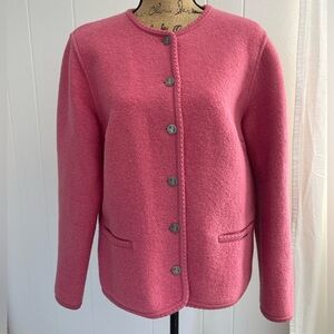 GEIGER Austria 100% Boiled Wool Metal Button Cardigan Blazer Jacket Size 42
